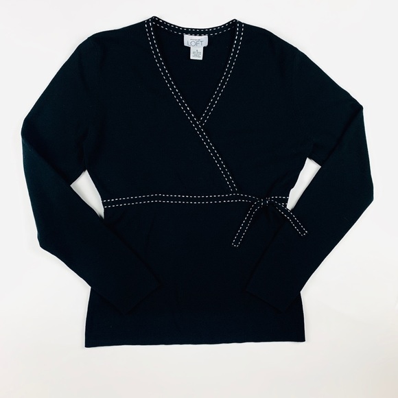 Ann Taylor Sweaters - Ann Taylor Black Sweater with waist bow SZ S